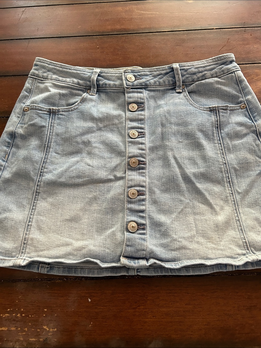 American Eagle Outfitters Light Blue Button-Front Denim Mini Skirt
